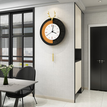 Watch wall clock Living room Modern Nordic fashion Deer head watch creative trend Home light luxury art decoration clock