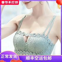 Sexy underwear summer thin female small chest gathered lace petals no steel ring flat chest special big bra