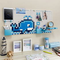 Pixel hole board storage rack childrens cartoon room creative decoration home animation wall non-perforated wall decoration