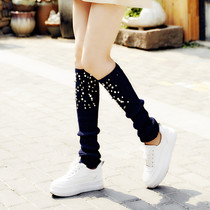 Korean version of lengthy stocking womens wool sock boots sleeve autumn and winter thickened warm leg hem heave thickened socks boot set tide