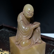 Boutique Shoushan Tian Yellowstone Seal Return Old Objects to Play Collection Chishi Artwork Gold Stone Seal Engraving Rohan Button Zhang