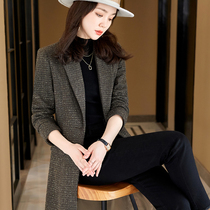 Long blazer women Korean version 2021 autumn and winter New temperament casual English style hairy small suit top