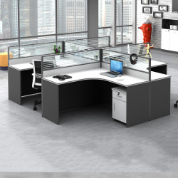 White staff desk 2/4/6 person dry king ten corner L-shaped grid screen partition workstation combination