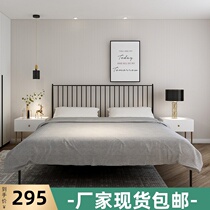 ins net red wrought iron bed Nordic light luxury iron frame bed Double bed 1 5 modern minimalist 1 2 iron bed 1 8 meters thick