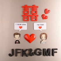 Cartoon cute refrigerator stickers wedding photos custom diy wedding room decoration womens letters magnetic stickers wedding supplies