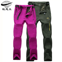 Autumn and winter new outdoor stormtrooper pants male couple slim windproof waterproof soft shell mountaineering pants female warm fleece pants tide
