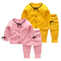 Baby sweater sweater suit Girls spring and autumn cardigan jacket Cute female baby autumn baby clothes