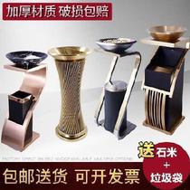 Round bucket Chinese style affordable country stainless steel trash can with ashtray Dessert shop waste peel bucket long tube