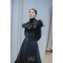 (Spot) Painted Moon Dark Black Cloud Shoulder Woman Folds Creatine Splicing Lace Fake Collar Decorate Small Shawl Artworks