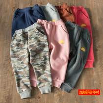 Baby winter warm cotton pants velvet lined pants Children thickened long pants dual-use can open the crotch 1-5 years old