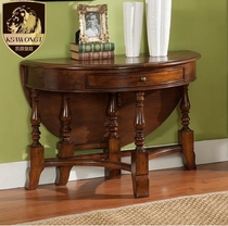 American dining table Foldable telescopic table Solid wood dining table Round small apartment dining table semicircular entrance table Spot