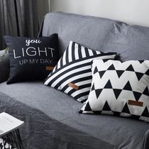 Cotton canvas pillow black and white home simple zipper cushion 45cm striped dormitory pillow core man