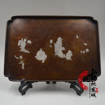 Antique collection copper gilt silver plate Qionglou Yuyu Eight Immortals across the sea worship ancestor supply plate fruit tray tea tray Tea Tray Collection ornaments