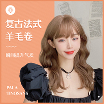 Wig woman long hair Han style short curly hair wool curly hair curly hair daily hairstyle wavy roll with long hair full head cover