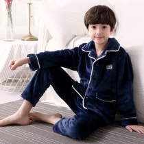  Boys pajamas coral velvet winter thickened plus velvet medium and large childrens boys childrens flannel thin autumn and winter models