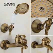 Antique padded all-copper bathtub set shower faucet shower faucet hot and cold bathroom triple faucet mixing valve