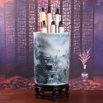 Hand-painted calligraphy and painting bucket reel cylinder calligraphy and painting storage cylinder floor living room study decoration ornaments Jingdezhen ceramics