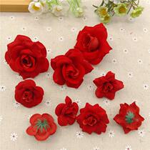 Red Rose Flower Rings Material Joy Sugar Box Accessories DIY Fake Flowers Silk Flowers Bridal Head Flower Wedding Decorations