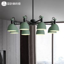 Designers lamp Nordic creative study living room lamp personality dining room bedroom wrought iron macaron candy chandelier