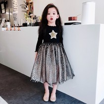 British next sara2021 spring new girl five-pointed star skirt net gauze puffy princess dress European and American star star skirt
