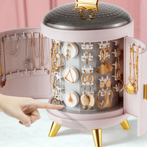 Jewelry box rotates household luxury jewelry earrings display rack necklace ring large-capacity accessories collection box