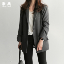 2021 spring and autumn new trendy Korean version of thin casual blazer womens long-sleeved OL temperament wild suit