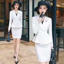 President high-end professional suit Female white fashion temperament socialite style lecturer clothing Host formal overalls