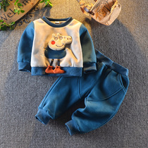 Pre-sale boys winter clothes 2020 new baby two-piece baby western style suit boys thick Korean trendy clothes