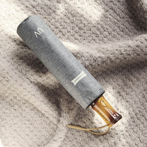 Leodauknow Japanese Japanese imitation bamboo handle automatic three folding vinyl opaque shade shade anti ultraviolet Parasol Female