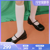 Littlegood Japanese Mary Jane shoes womens flat round toe small leather shoes jk uniform shoes cute girls small shoes
