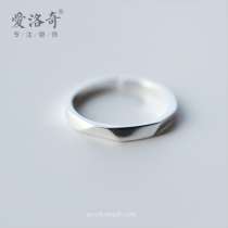 Love Rocky s925 silver ring female Korean version temperament simple cut ring personality glossy open tail ring jewelry