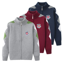 8 Little Boy thick sweater cardigan stand collar 15 years old 10 childrens clothing 2021 new boys autumn winter sweater tide 7