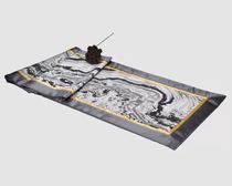 Modern new Chinese style model room dining table coffee table black gray landscape pattern stitching pure gray silk cloth table flag