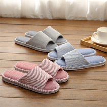 Spring and autumn slippers home women mens summer cotton linen indoor linen home lovers non-slip four seasons soft bottom winter