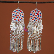New ethnic style earrings Miao silver earrings stage performance costume dance performance with silver earrings