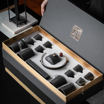 Yiwen ceramic light luxury tea set Ceramic side handle teapot tea kung fu set Household simple living room set gift box
