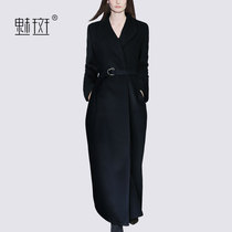 Charm spot super long Hepburn wind wool coat womens autumn and winter long-sleeved slim temperament coat