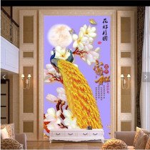 Genguan Tile Decoration Painting Peacock Wall Brick Mural American Living Room Eu Style Hallway Vertical version modern minimalist Aisle Painting