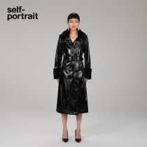 self-portrait 2022秋冬经典黑酷飒亮皮长款大衣