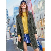  Retro plaid coat winter coat womens 2021 new woolen coat womens mid-length double-breasted woolen coat tide