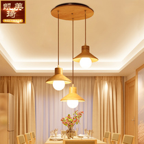 Day Style Chandelier Triple Head Personality Restaurant Chandelier Nordic Tranche Atmospheric Chandelier Solid Wood Han Style Tanyard Pendant Lamp Woody Lamp