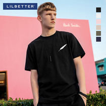 Lilbetter mens short-sleeved T-shirt Cotton embroidery T-shirt Mens slim top summer half-sleeve tide brand mens T-shirt