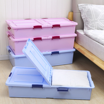 Under the bed storage box Flat plastic king-size storage box Clothes quilt finishing box Under the bed storage box with pulley