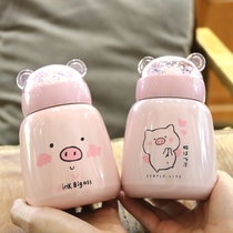 Japanese cute pig personality stainless steel thermos Korean creative big belly cup Childrens student portable water cup