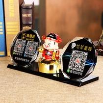 Creative QR code payment card customized WeChat collection and payment customized Alipay table card making table card Crystal signboard customized God of Wealth QR code scan ornaments acrylic table card table card