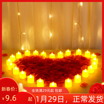 Electronic candlelight romantic birthday proposal white scene layout network red in candlelight dinner decorated lights string