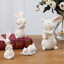 Pastoral creative home craft gifts cute Ruibit rabbit resin living room decoration animal small ornaments