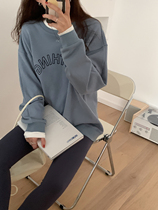 (JUSLIN) casual fashion embroidery nothing letters plus velvet loose long sleeve sweater F0807