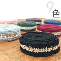 2cm wide woven webbing belt strap with gold wire herringbone webbing belt hair decoration with decoration with DIY clothing accessories