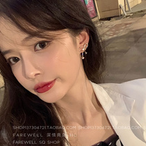 Small earrings exquisite Super fairy ~ ins Wind bow earrings rhinestone temperament Net red earrings explosive 2021 New Tide